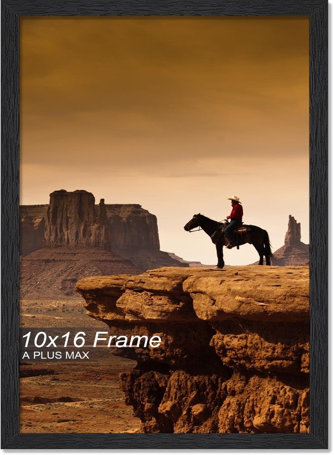 A PLUS MAX 10x16 Picture Frame, Black Engineered Wood Frame for 10 x 16 Inch Picture Poster Photo, Light Weight 10 by 16 Frame with Wood-grain for Wall - 1 Pack/Black/10 x16 - Image 1